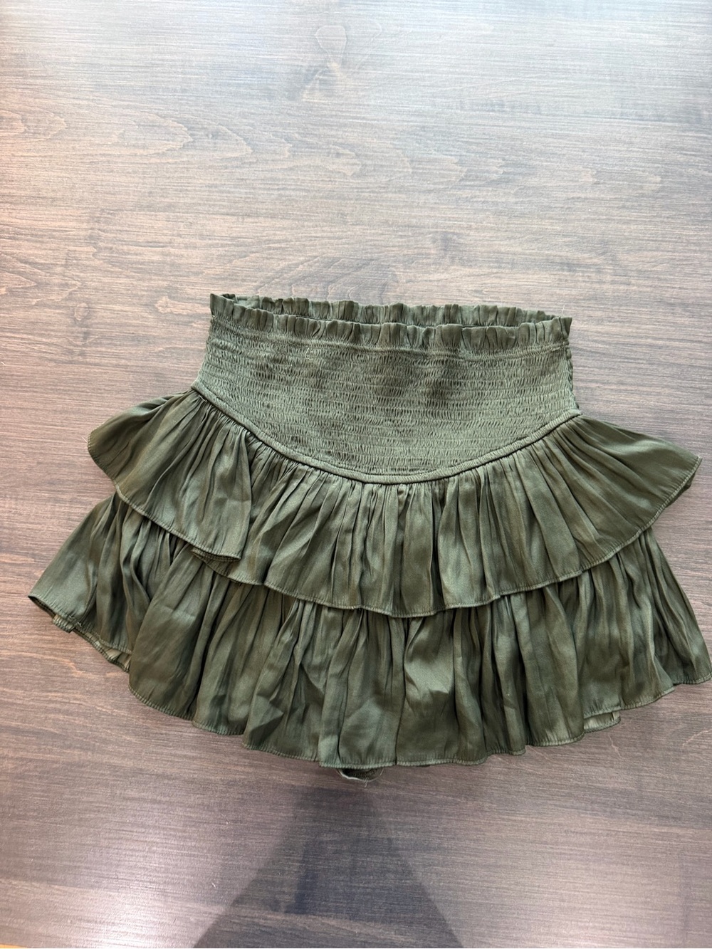 Mustard Seed Olive Green Tiered Ruffle Mini Skort